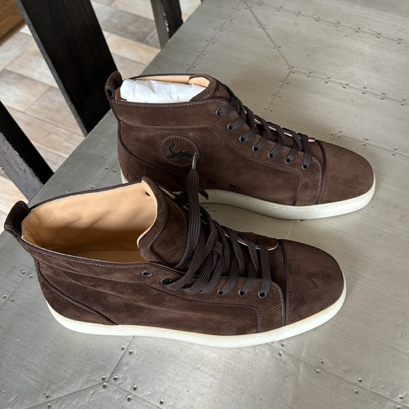 Christian Louboutin Louis orlato flat dark brown cosme suede high top sz 43.5 main image 6